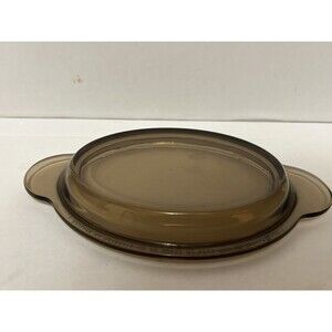 Pyrex Amber Oval P-14-C Glass Replacement Lid with Handles for P-14-C Casserole
